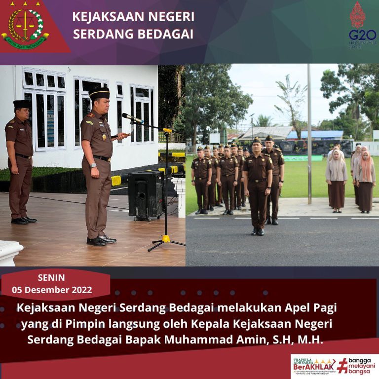 Kejaksaan Negeri Serdang Bedagai melakukan Apel Pagi Dipimpin langsung oleh Kepala Kejaksaan Negeri Serdang Bedagai Bapak Muhammad Amin, S.H, M.H