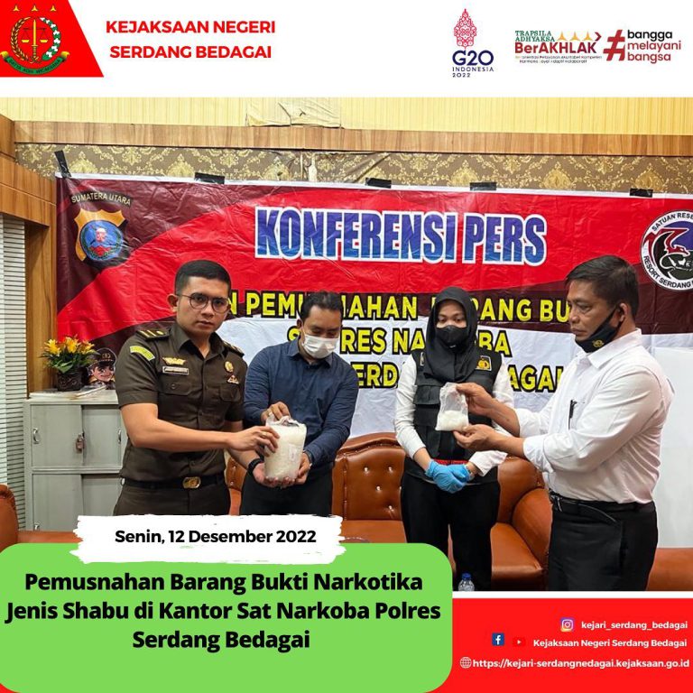 Pemusnahan Barang Bukti Narkotika Jenis Sabu Di Kantor Sat Narkoba Polres Serdang Bedagai