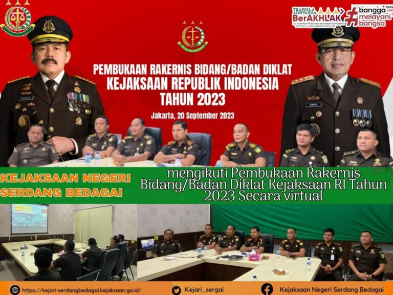 Kejaksaan Negeri Serdang Bedagai mengikuti kegiatan Rapat Kerja Teknis (Rekernis) / Badan Diklat Kejaksaan Republik Indonesia tahun 2023.